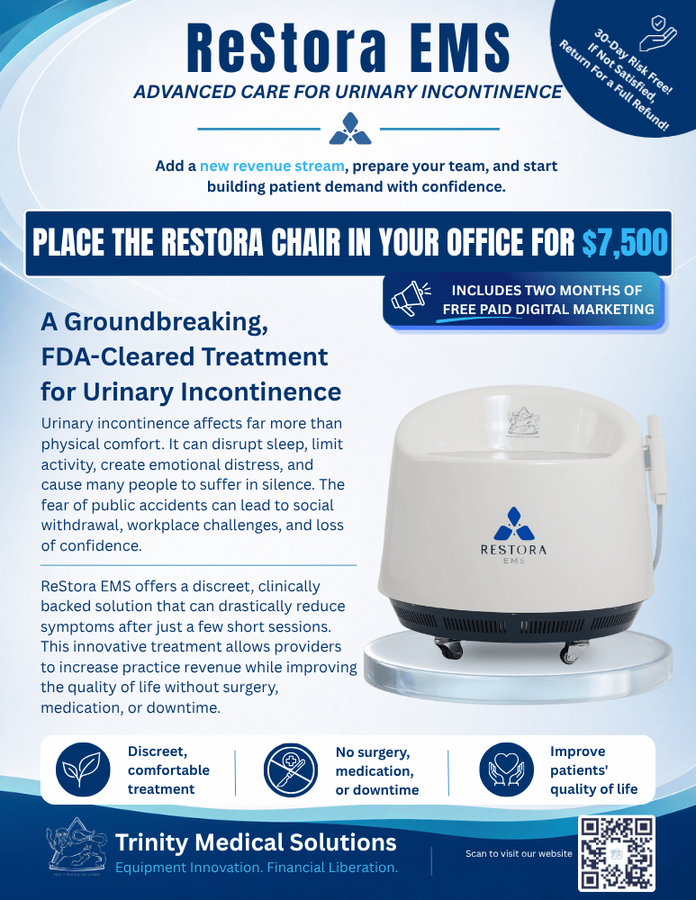 ReStora EMS Chair provider one-sheet